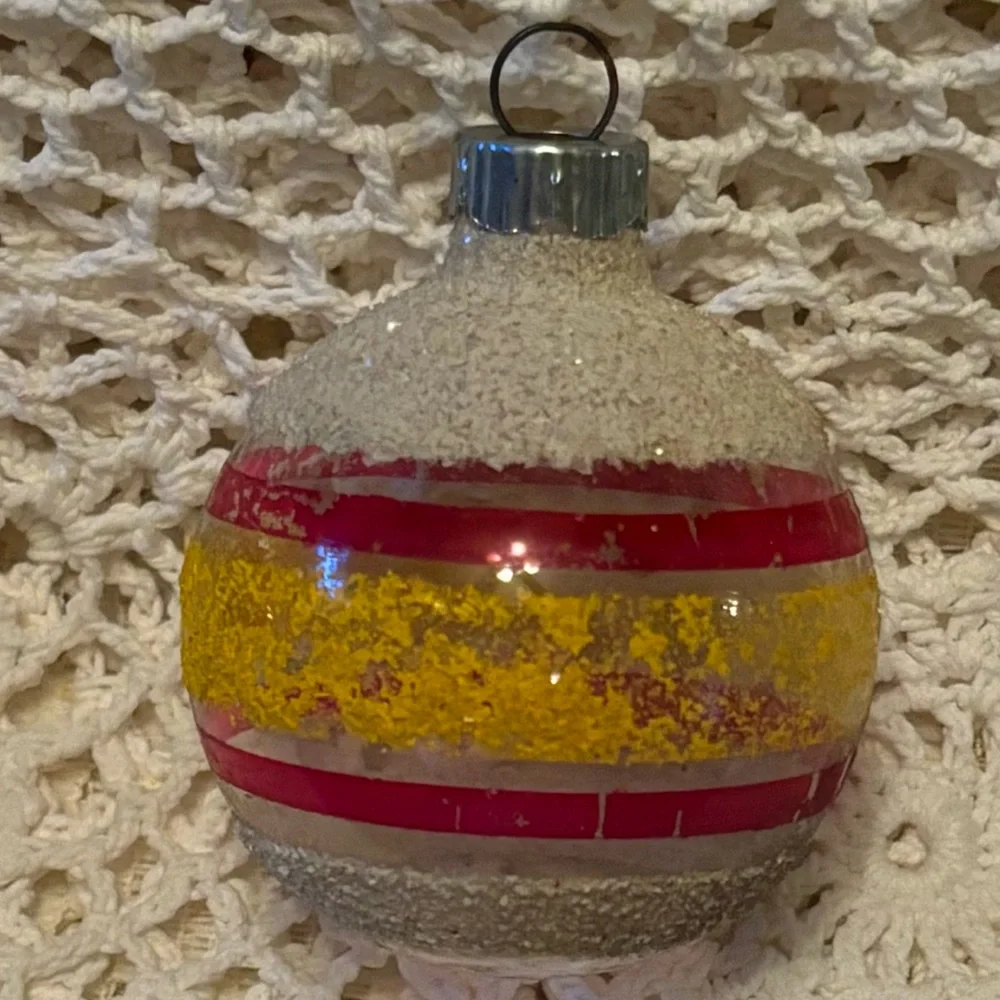 Shiny Brite Vintage Christmas Ornaments Set Mercury Glass Gold Green White Red